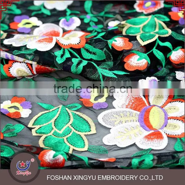 Chinese Style Flower Design Printed Beautiful and Colourful Breathable Mesh Chiffon Fabric for Woman