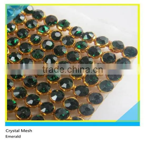 Heat Transfer Crystal Aluminum Mesh Glod Base 4mm Sapphire Hot Fix Rhinestone Mesh photo-3