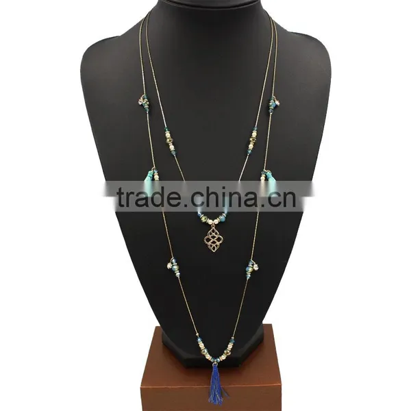 Chic Women's Mixed Corlors Tassel Beads Long Fashoin Necklaces Jewelry 2016 photo-4