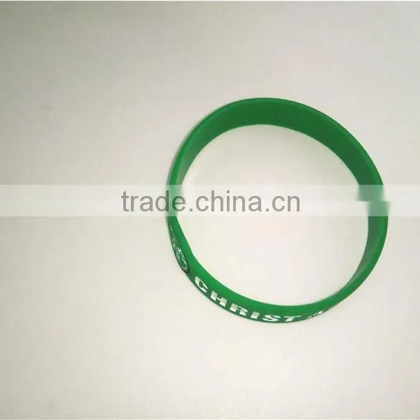 Novelty Style Green Silicone Bracelet Rubber Snap Slap Wristband Producer photo-3