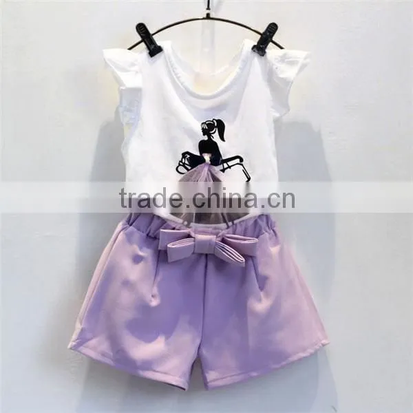 New Design Polka Dot Girl Two Piece Outfits Bow White Child Tee Sets Sleveless Spot Kid Cloth Suits photo-4