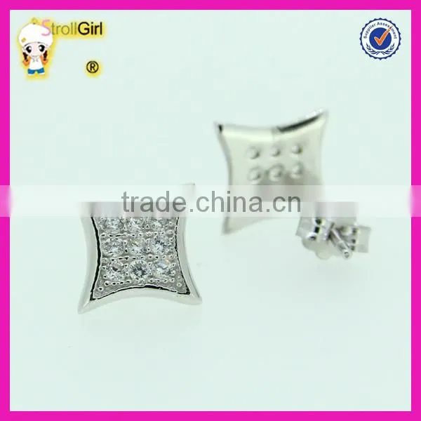Hot Sale 925 Sterling Silver Stude Earring Clear CZ Stone Pave Silver Earring photo-3