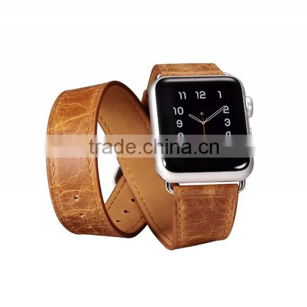 ICARER Double Bukle Genuine Leather Watch Band For 38mm Apple Watch Bracelet With 3 Wear Method With Watchband Connector MT-4831 photo-6
