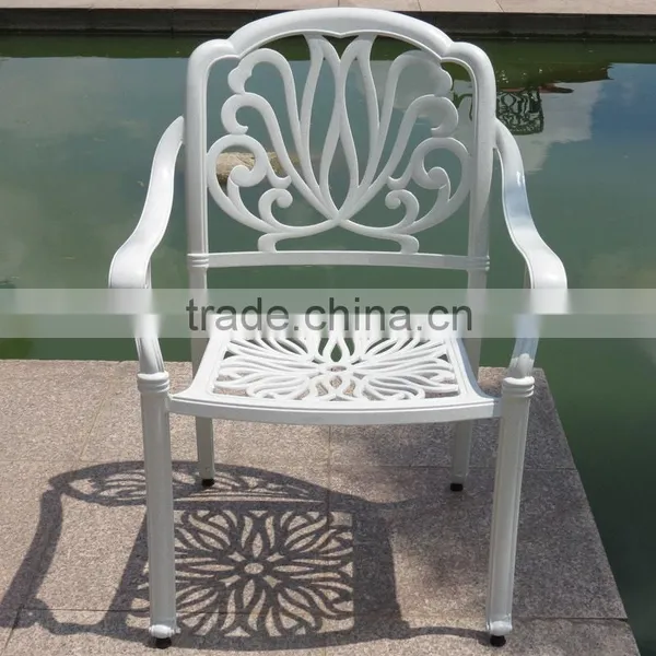 Outdoor Patio White Round Dining Table and Chairs Set Garden Furniture Cast Aluminium photo-5