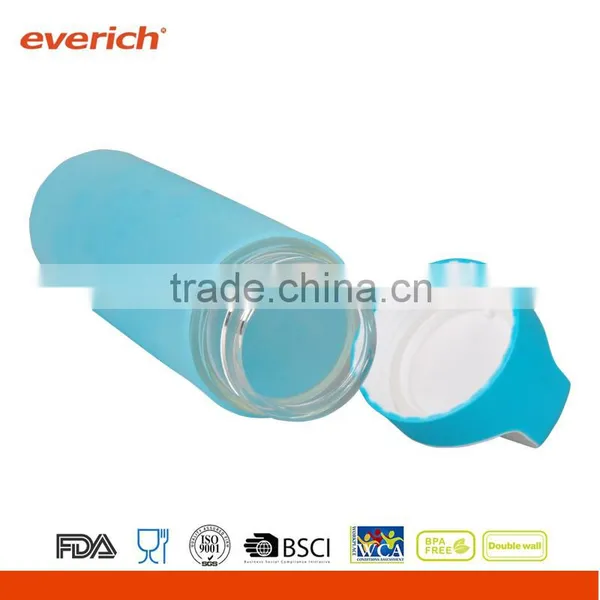 New Borosilicate Glass Bottle With Plastic Lid and Flower Silicone Sleeve Most Popular photo-5