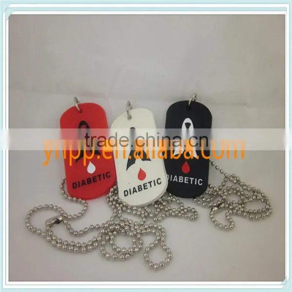 Custom MEDICAL Allergy DIABETIC Silicone Dog Tag Pendant Ballchain Necklace photo-2