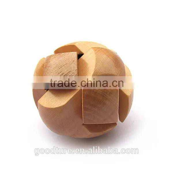 2015 Hot Sale Wooden IQ Intelligent PuzzleKongming Lock Brain Teaser 3D Football photo-3