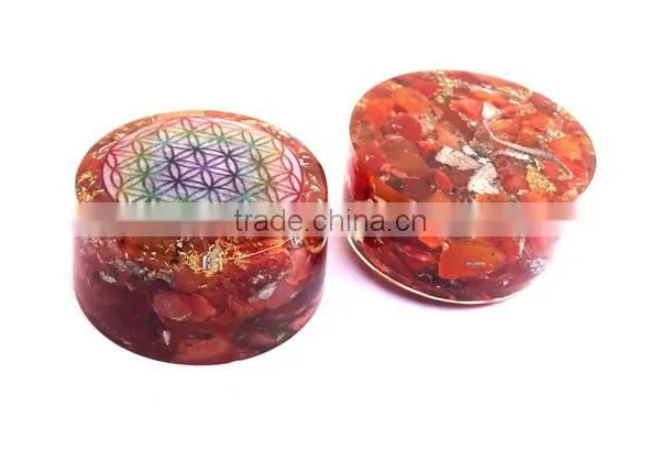 Carnelian Flower Of Life Orgonite Energy Tower Buster : Energetic Space Protectors