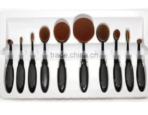 10 PCS Oval Makeup Brushes Set Synthetic Hair Professional / Full Coverage Plastic Face / Eye / Lip MAKE-UP FOR YOU 10 PCS O photo-4