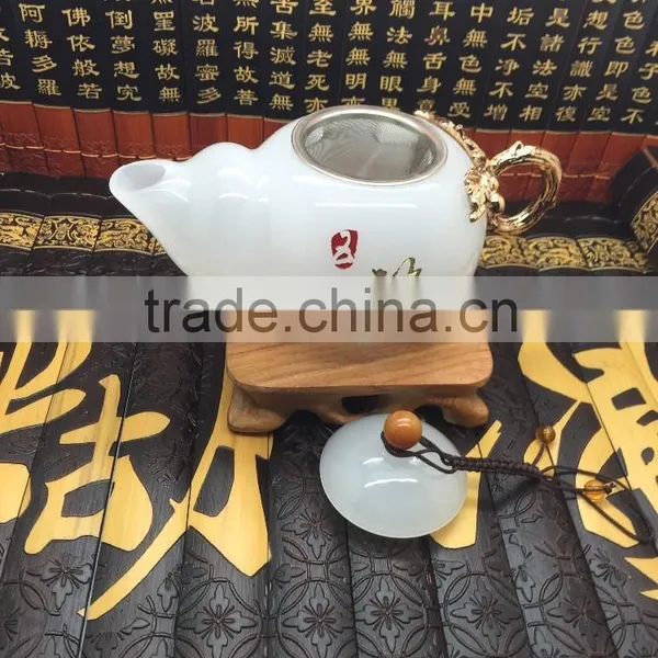 Bottle Gourd Teapot, White Glass Teapot photo-3