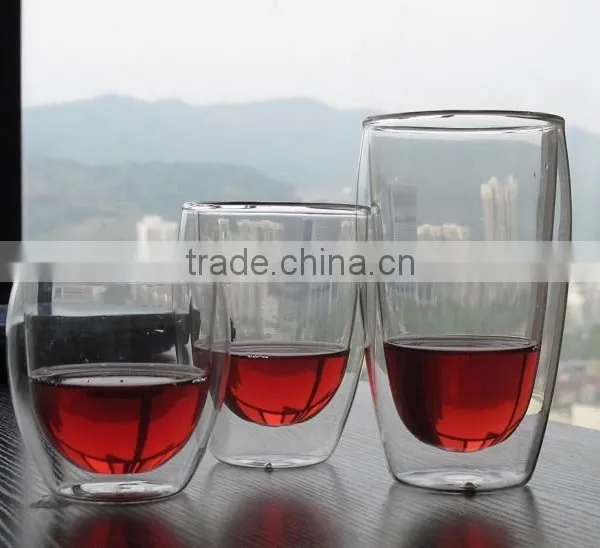 Clear Borosilicate Double Wall Glass Cup by Hand