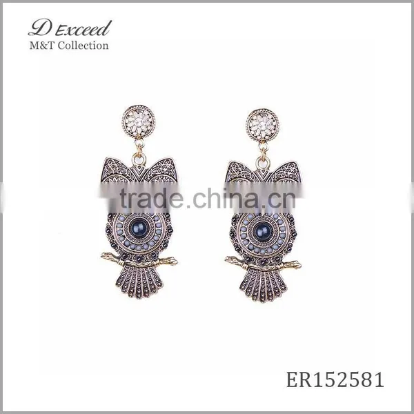 Wholesale Jewelry 2016 Designs Women's Ethnic Bohemian Earrings Owl Gold/Silver Plating Drop Earrings photo-6