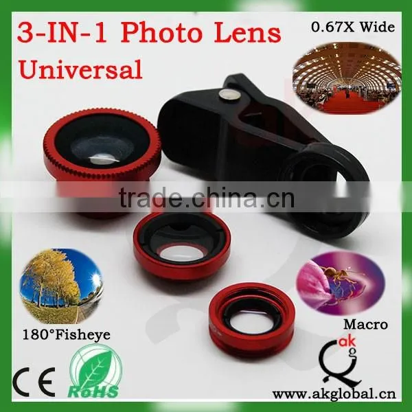 New Mobile Phone Eyes Clip Fish Eye Lens Cellphone 3 in 1 Universal Clip Lenses photo-6