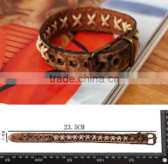 Fashion Jewelry Leather Bracelet Punk Motorcycle Biker Bangle Bracelets photo-2