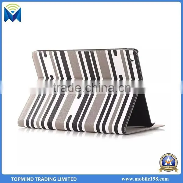 Wholesale Price Stripe Pattern Leather Flip Case Cover With Card Slot for IPad Air 2 photo-2