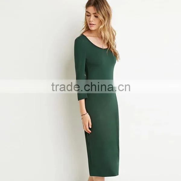 Plain Long Sleeve Soft One-piece Dress Elegant Long Evening Dress photo-3