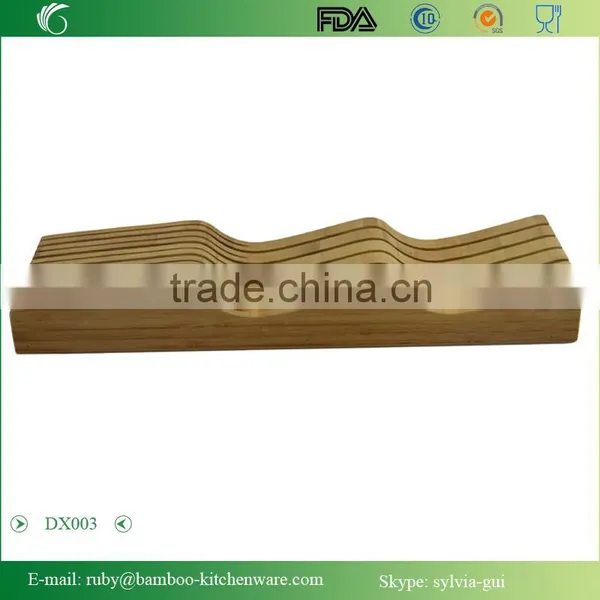 DX003/In Drawer Counter Kitchen Bamboo Knife Holder Rack Storage Block photo-4