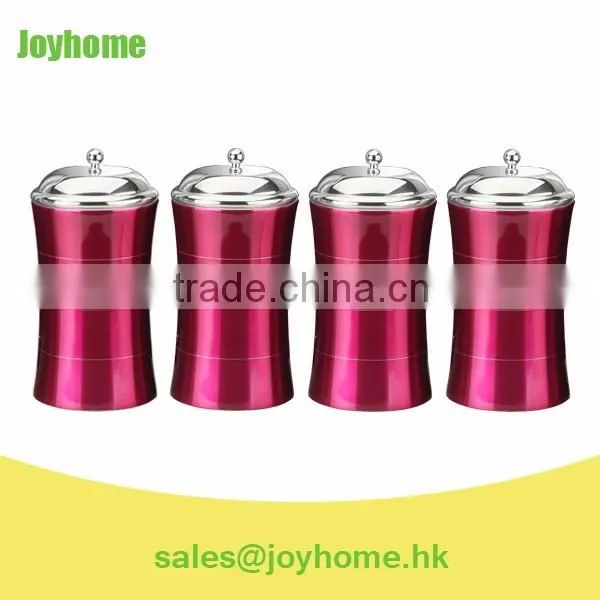 Durable Red Stainless Steel Canister With Lid