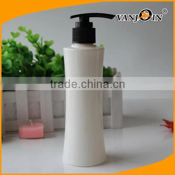 200ml Waist Shaped White Lotion Bottle With Black Pump photo-2