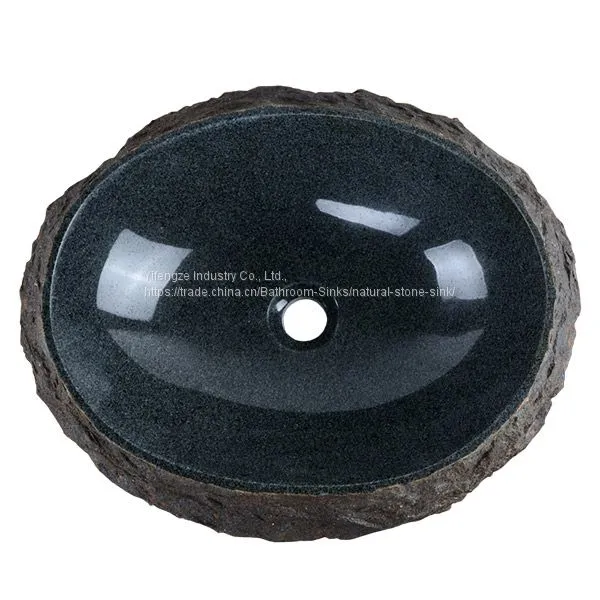 Antique Oval Granite Vessel Sink G-102 photo-2