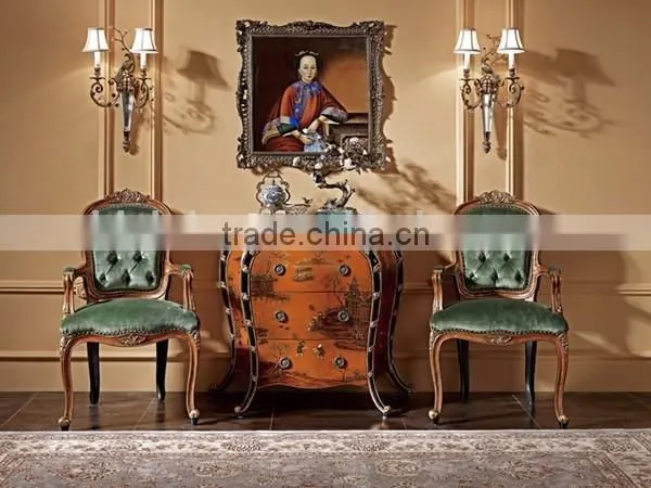 Vintage Royal Blue Armchair With Superior Velvet, Antique Style Living Room Furniture Hand PaintedLeisure Chair photo-2