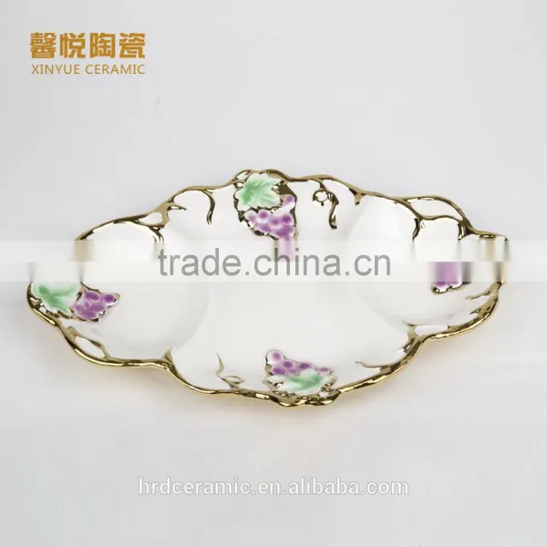 Stock Fashion Golden Ceramic Decorative Cheap Big Ceramic Plate photo-2