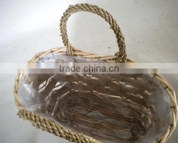 Hand Woven Straw Vintage Wicker Bags With Plastic Liner photo-6