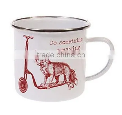 White Color Metal Enamel Mug photo-2
