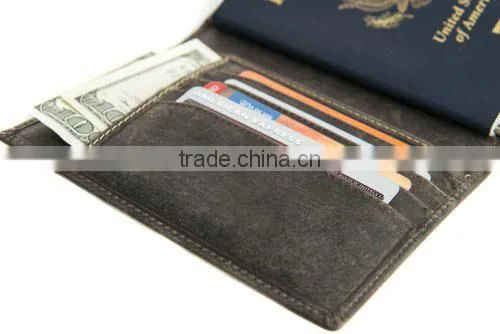 RFID Blocking id Card Holder Travel Leather Passport Holder photo-3