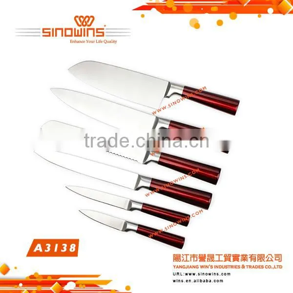 A3309-1 Great Style 5pcs Stainless Steel Knife Set Handle With Spray Printed photo-6