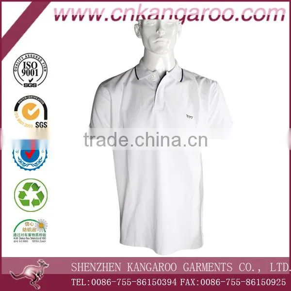 White Turndown Collar Mercerized Cotton Polo Shirts photo-2