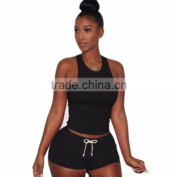 Hot Mature Women Bodysuit Summer Two Piece Set Sexy Tracksuit Ensemble Beach Sweat Suit Vest Crop Top Shorts Bodysuit Women Sexy photo-2