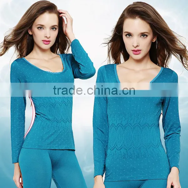 New Arrival 2016 Sexy Ladies Thermal Underwears Seamless Antibacterial Warm Long Johns Women Body Shaped Underwear Sets photo-4
