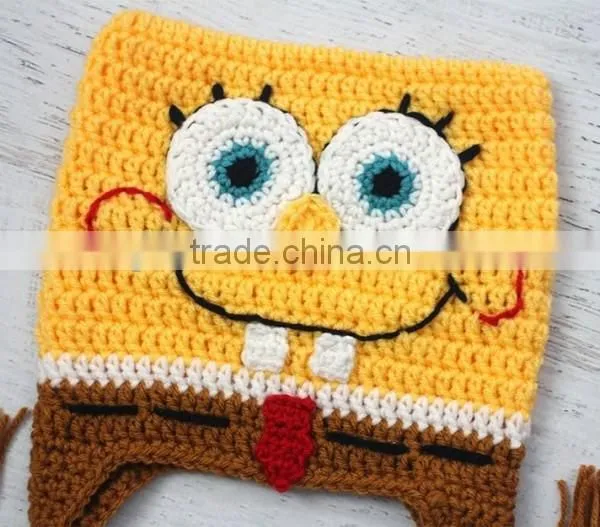 Knitted Crochet Square Spongebob Baby Hat photo-2