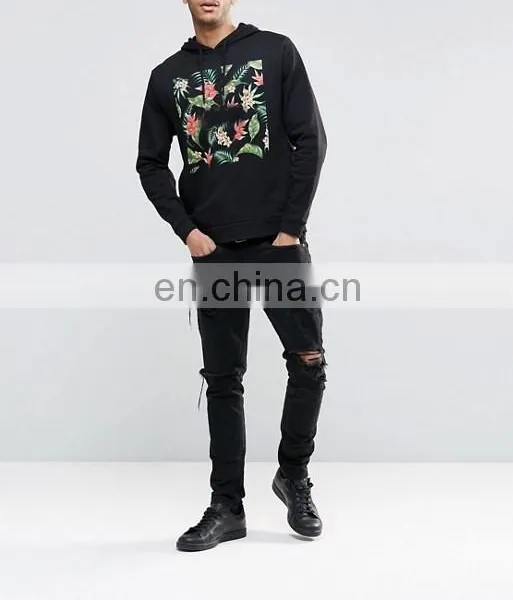 Drawstring Hoodie With Floral City Print photo-4