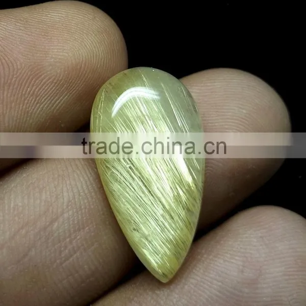 Golden Natural Rutile / Yellow Rutile / Rutile Quartz Cabochon Gemstone photo-4
