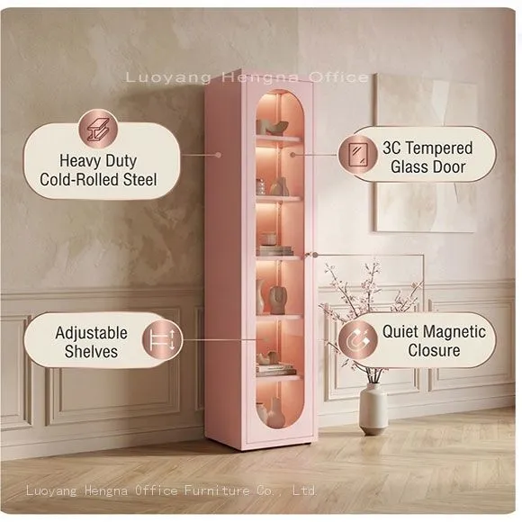 Pink Steel Bookcase for Interior Design Project, 78.7