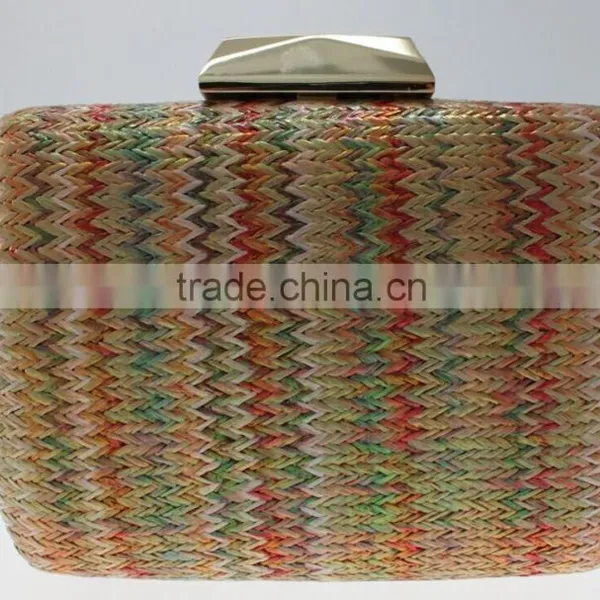 Bestuiful Woven Fabric Knitted pu Clutch Bag Newest Ladies Handbags in Stock
