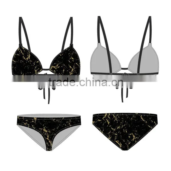 (ODM/OEM Factory) Ecoach Wholesale OEM 2016 Hot Sexy Women Custom Beachwear Tie Front Wrap Brazilian Bikini Top Stripes Swimwear photo-4