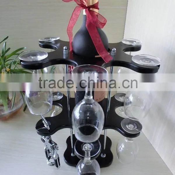 Luxury Wooden Wine Rack Bar Rack Glass Metal in the Middle Red Wine Rack Gift Wine Rack