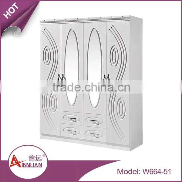 Foshan Modern Bedroom Almirah Wardrobe Cheap 4 Door Mdf Wood Almirah Designs in Bedroom photo-3
