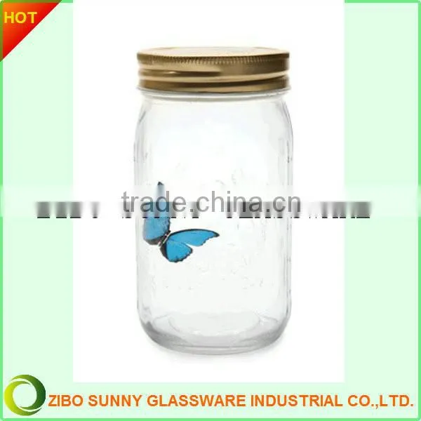 Glass Mason Jar With Butterfly in it