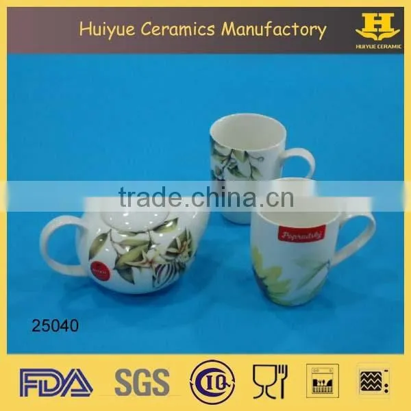 Porcelain Tea Set With Decal, High Quality Tea Set