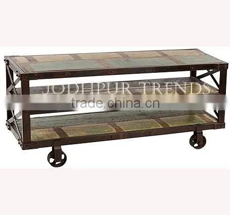 Industrial console table Reclaimed wood carved console table Rustic Console Table