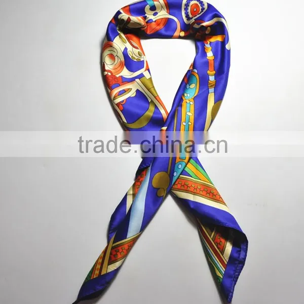 Custom Design Silk Screen Print Square Scarf 90*90cm Silk Scarf for Lady photo-2
