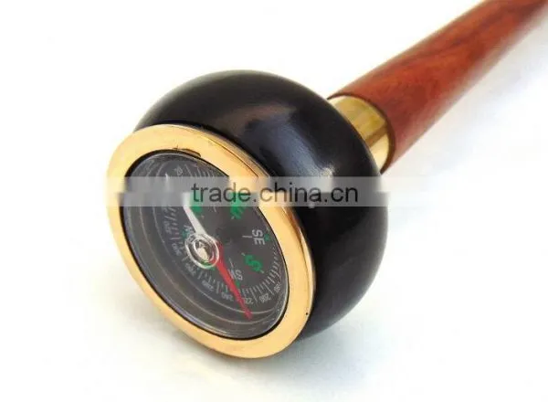Brass & Wooden Ware Designer Black Color Compass Handle Walking Stick Wk1113 photo-2