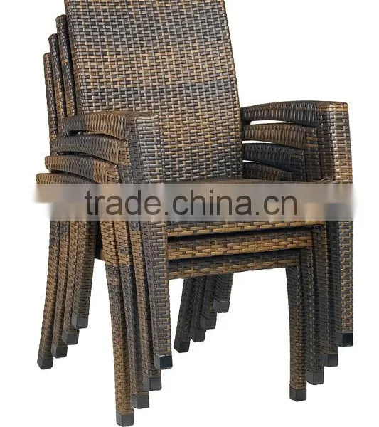 Synthetic Rattan Furniture Dining Set Includes Six Chairs and Dining Table With Teak Wood Table Top photo-3