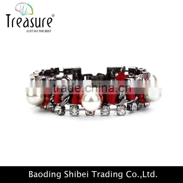 China Cheap Wholesale Pearl Rhinestone Mosaic Bracelet Jewelry New Design in 2016 photo-4