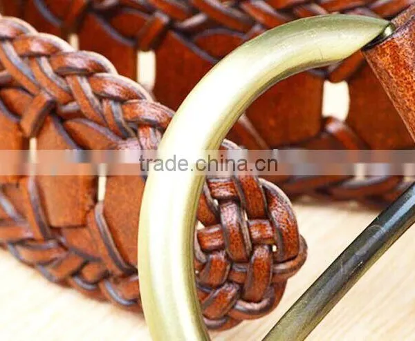 2015 Hot Design Lady Belts Brown Fashion Braided Leather Belt photo-3