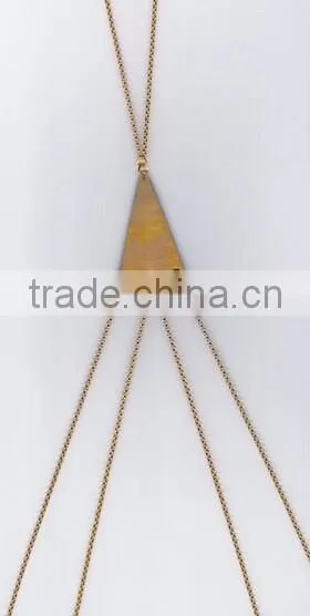 Newest Body Jewelry Triangle Pendant Two Layers Crossover Belly Body Chain ,Plated Body Chain photo-3